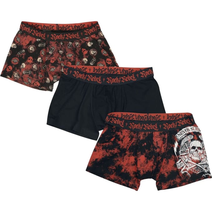 Rock Rebel by EMP zwarte tri-pack boxershorts met print - Heren - XL