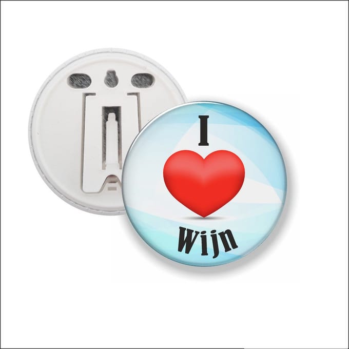 Button Met Clip 58 MM - I Love Wijn