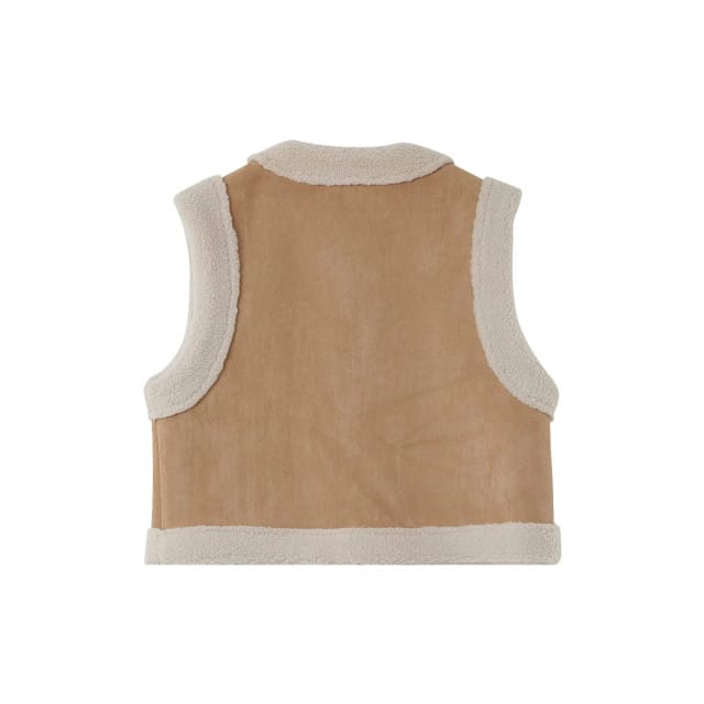Beige suede imitatieschaap gilet Noe - Grace & Mila
