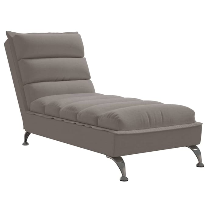 vidaXL - Chaise - longue - met - kussens - stof - taupe