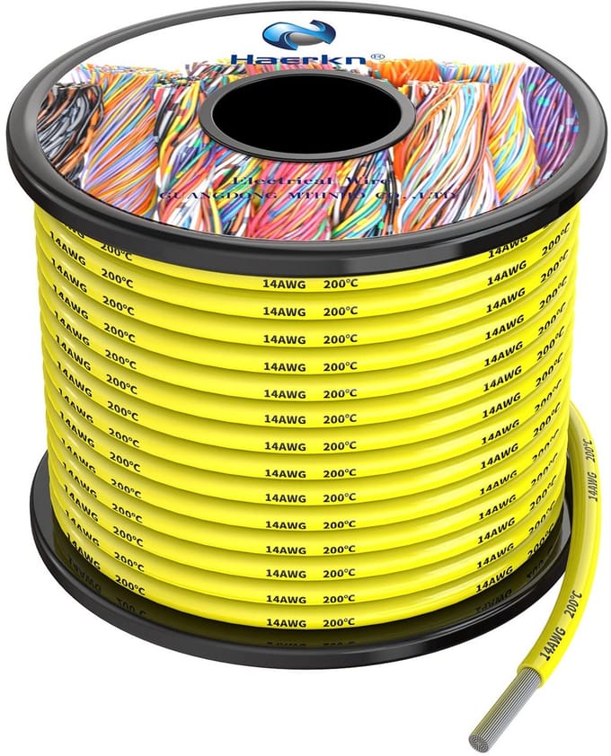 Elektrische Siliconen Draad 14AWG 2.0mm Geel - 10 Meter Flexibele Hoge Temperatuur Koperdraad