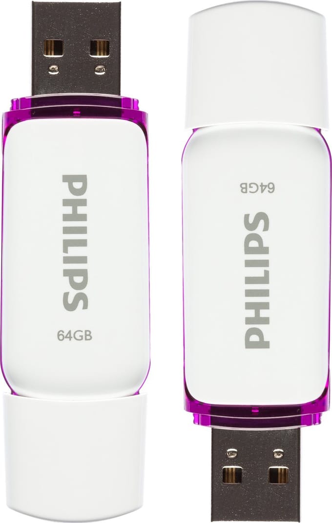 Philips USB Stick 64 GB Flash Drive - Snow Edition Purple® - USB 2.0 - Wit/ Paars - 2-Pack