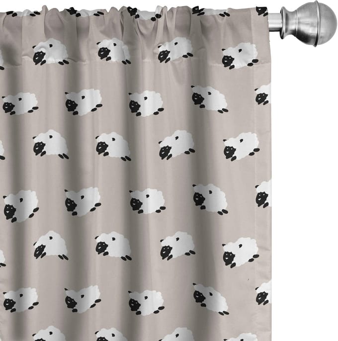 ABAKUHAUS Schapen gordijnen – 2x75x245 cm – microvezel – halfdonker – licht beige