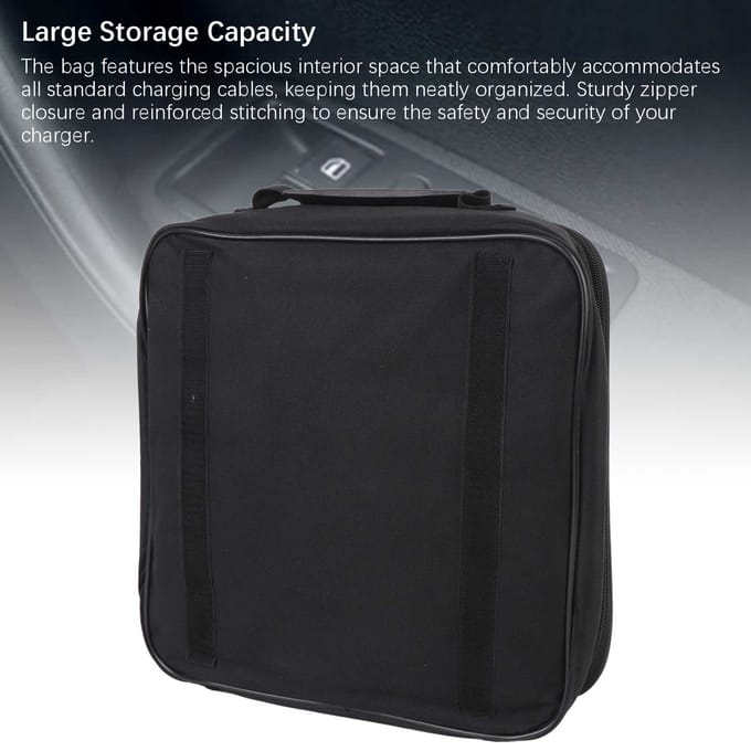 Sac pour câble de démarrage de chargeur de VE Sac pour câble de charge de véhicule électrique Sac à outils Multi-usage Flamme black