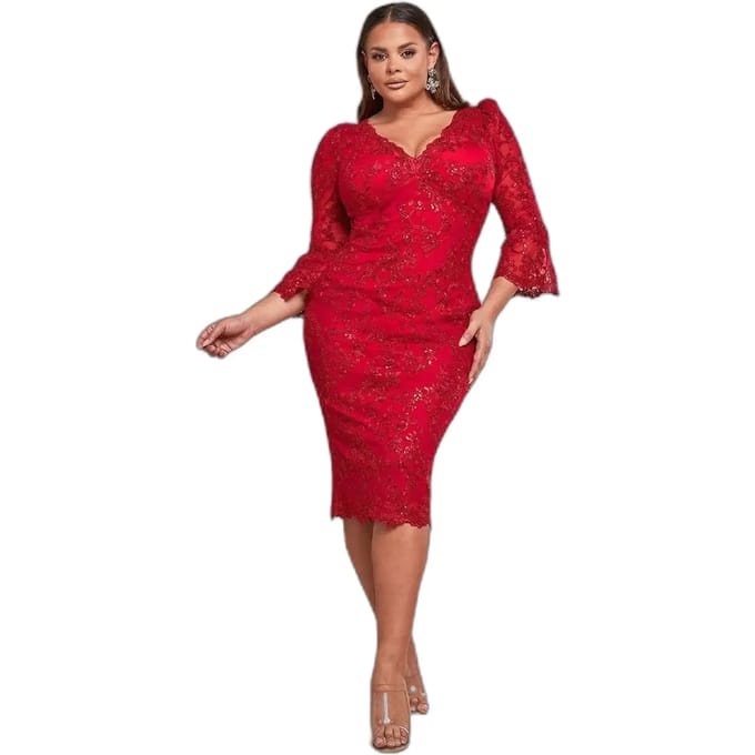 Strakke damesjurk Goddiva Scallop Lace
