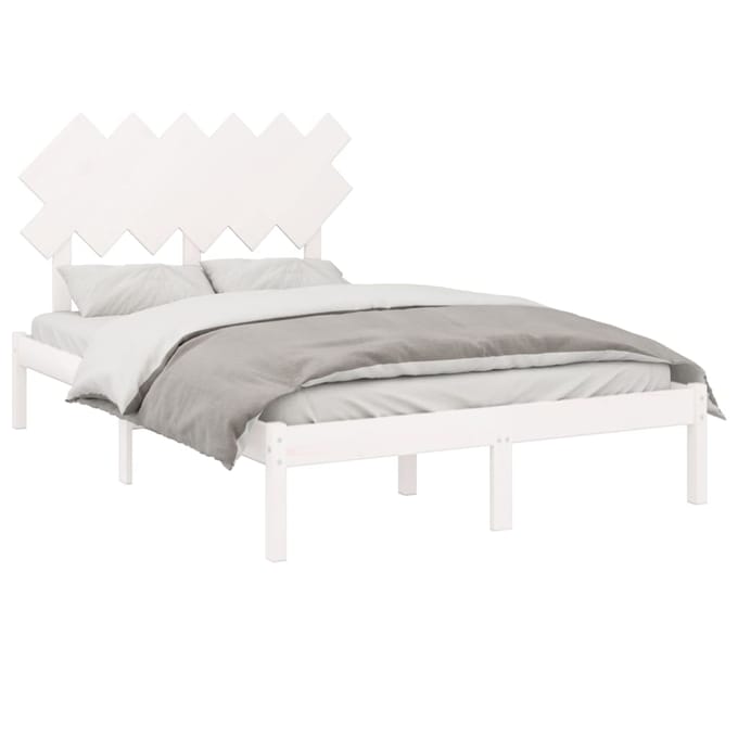 vidaXL - Bedframe - massief - hout - wit - 120x200 - cm