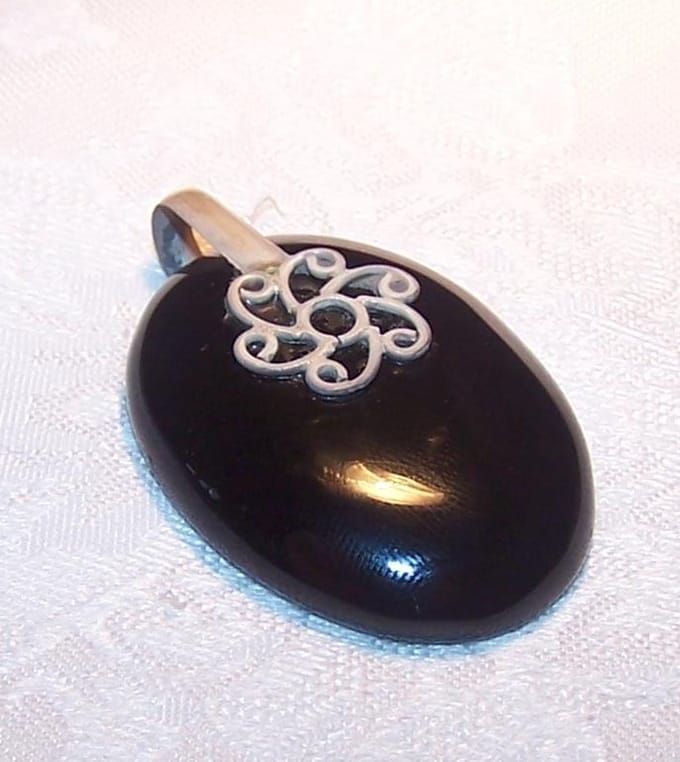 Onyx hanger met zilver