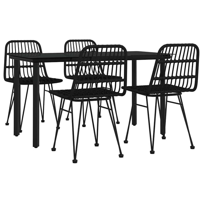 vidaXL - 5-delige - Tuinset - poly - rattan - zwart