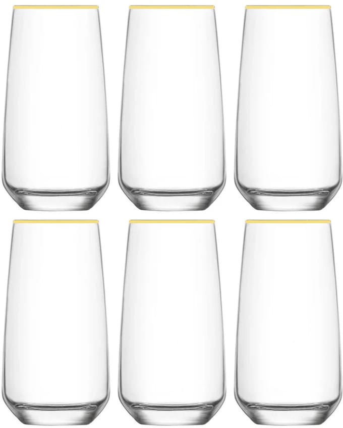 Glozini Longdrinkglas met Gouden Rand - 6 Stuks - 300ml