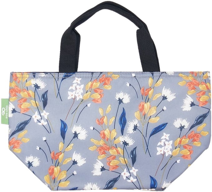 Eco Chic Cool Lunch Tasje - Grey Flowers - koeltas lunch - koeltas