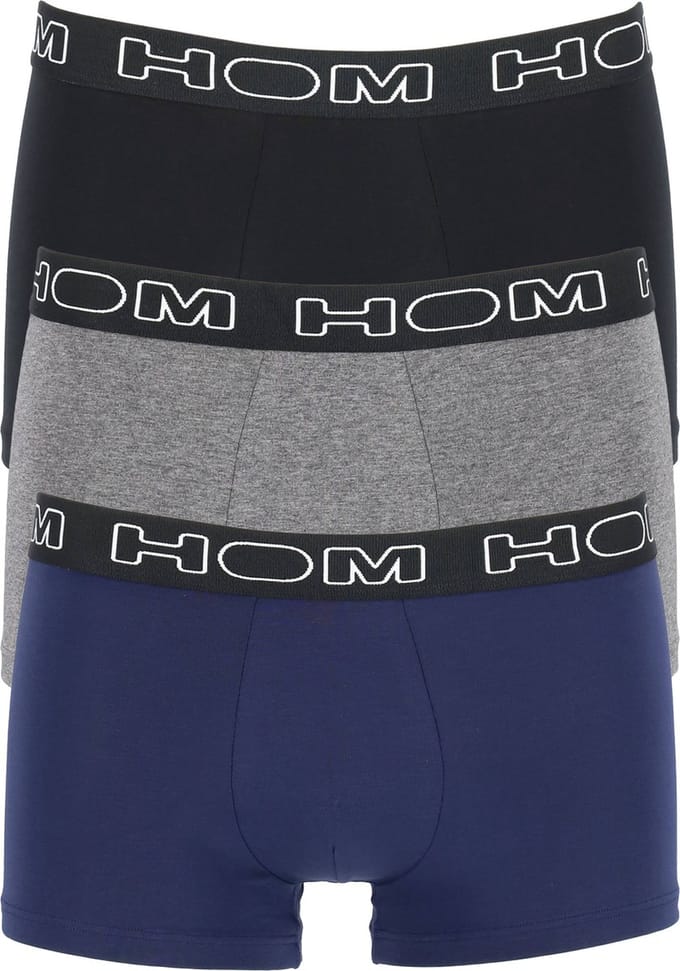 HOM Boxerlines Basic boxer Brief (3-pack) - heren boxers kort - zwart - blauw - grijs