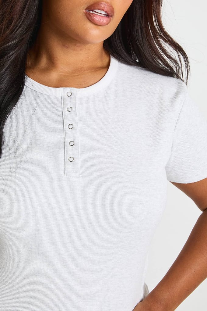 boohoo Dames Plus button-down top met contrasterende binding | Ash Grey | Maat: 18