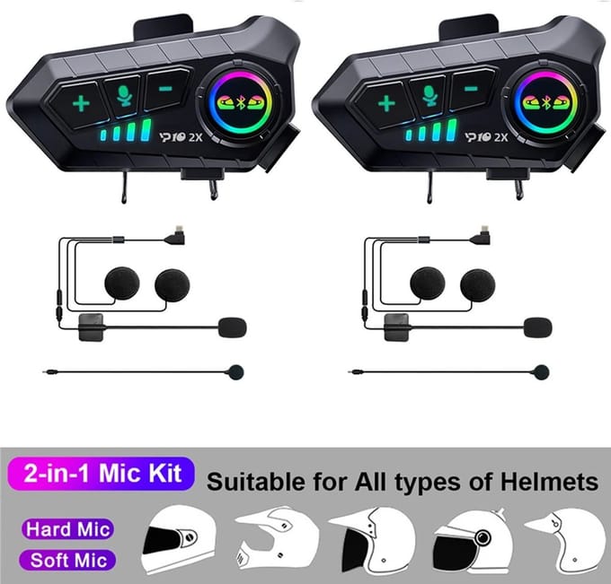 Motorhelm Headset - Helm Headset - Bluetooth Headset - Draadloze Oortelefoon - Waterdicht - Twee stuks