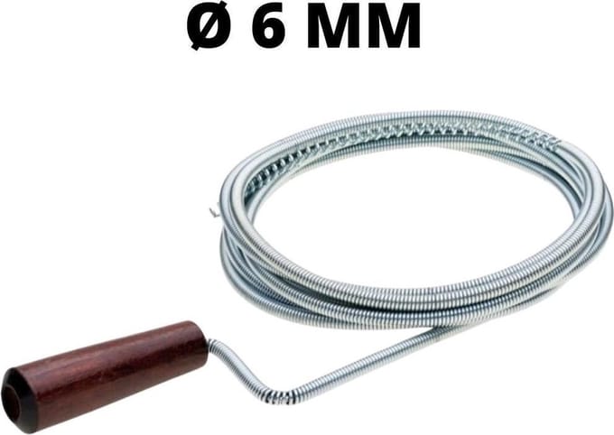 Ontstoppingsveer - Rioolveer - Ø 6 mm - 3 meter lang - Afvoerontstopper - Rioolontstopper - Metaal