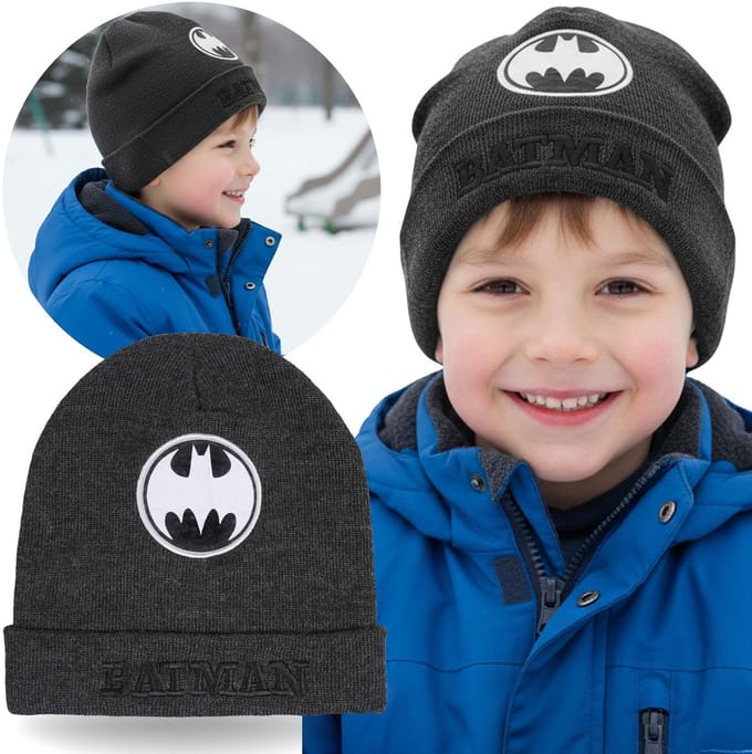 Donkergrijze jongensmuts met Batman-logo / 54 cm