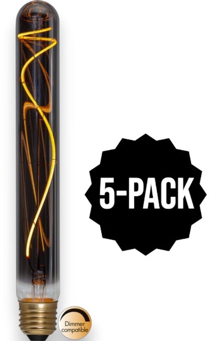 5-Pack | Staaflamp - E27 - 2.2W - Super Warm Wit <2200K - Dimbaar - Filament - Rookglas