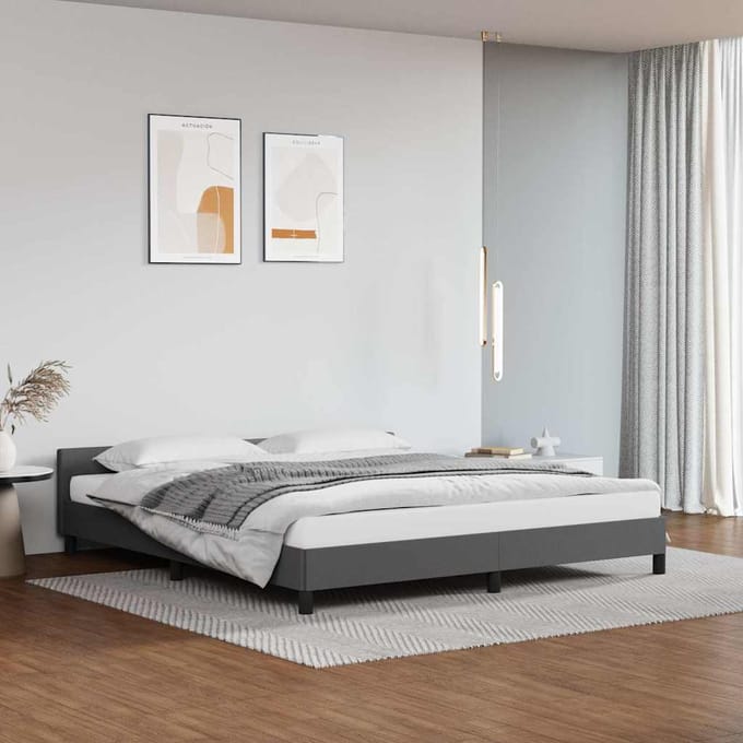 vidaXL - Bedframe - met - hoofdeinde - zonder - matras - 160x200 - cm - grijs