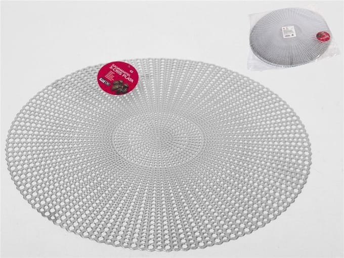 Gerimport Ronde tafel dinner placemats - zilver - kunststof - Dia 40 cm - Kerst