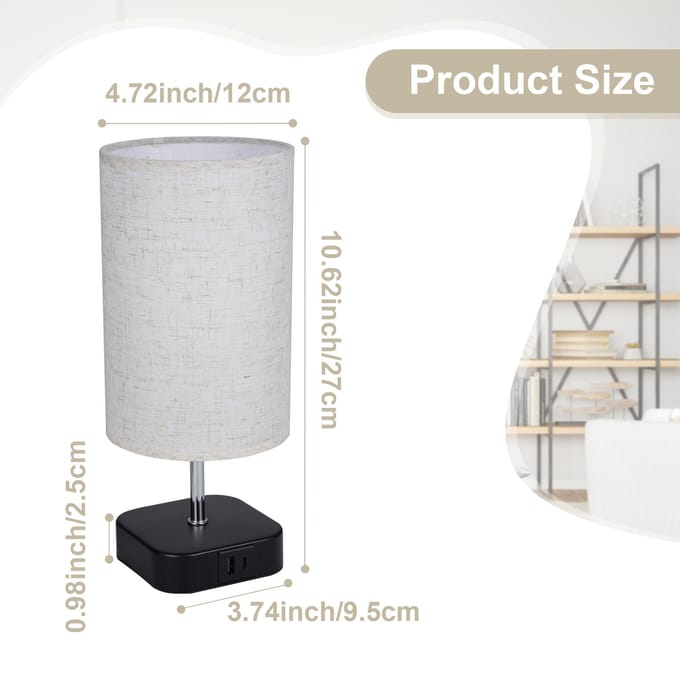 Lampe de table à commande tactile, lampe de chevet avec ampoule LED 4 W, lumière blanche chaude, intensité variable sur 3 niveaux Square US Plug