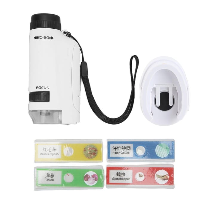 2211 Kleine Handheld Ronde Handgreep Microscoop 60X tot 120X Mini Zakmicroscoop met LED-licht