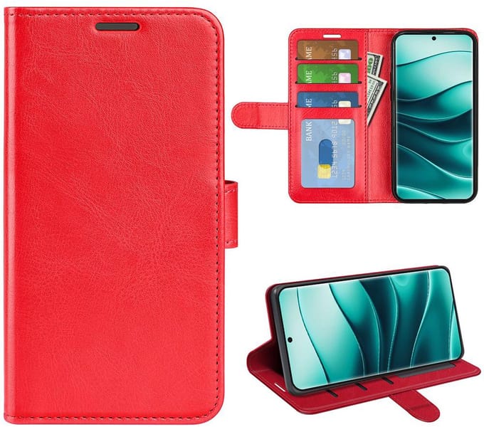 MobyDefend Hoesje - Geschikt voor Xiaomi Redmi Note 14 Pro Plus - Wallet Book Case (Sluiting Achterkant) - Rood