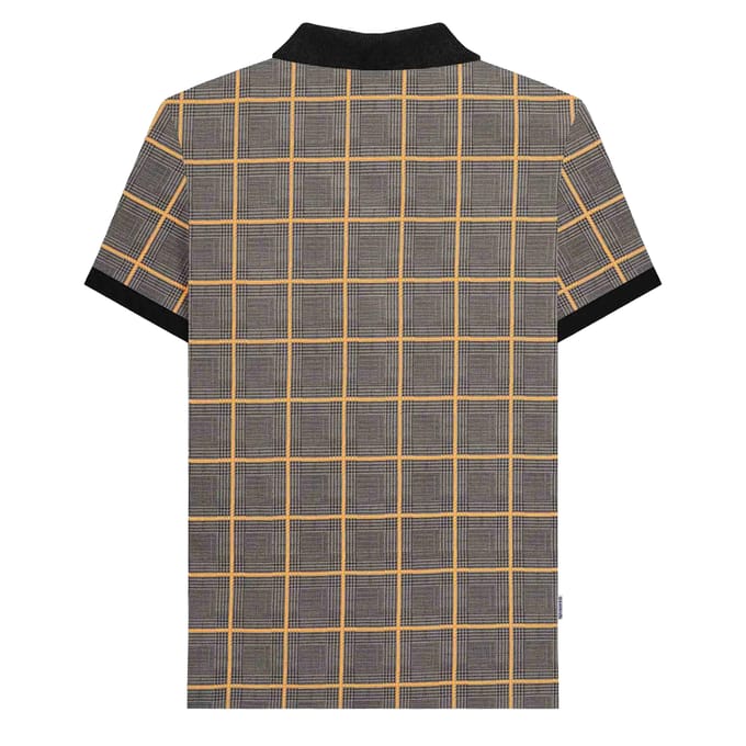 Lambretta Heren Prins van Wales geruit poloshirt (Staalgrijs)