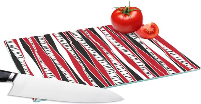 Glazen Snijplank - 28x20 - Rood - Patronen - Boom - Snijplanken Glas