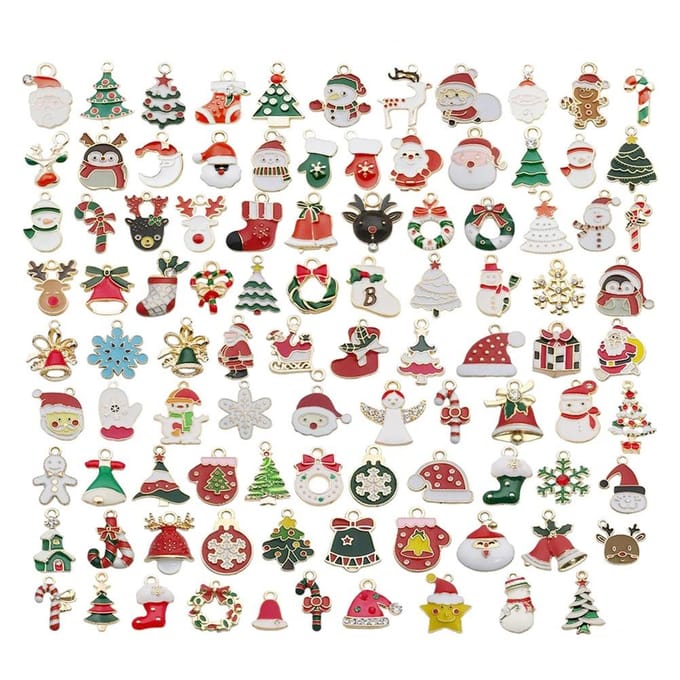 96 Stuks Gemengde Kersthangers Kerst DIY Sieradenhangers voor Sieraden Armband Ketting beige