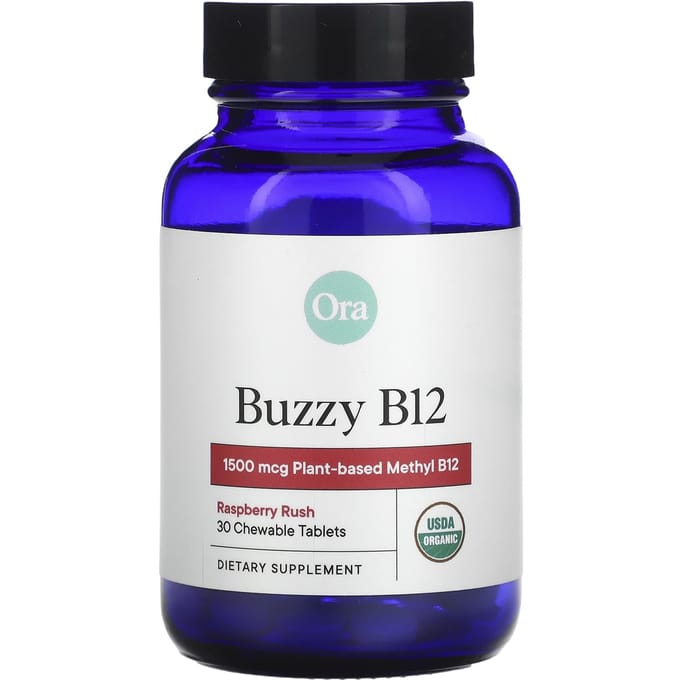 Ora, Verge B12, Raspberry Rush, 1 500 mcg, 30 comprimés à croquer