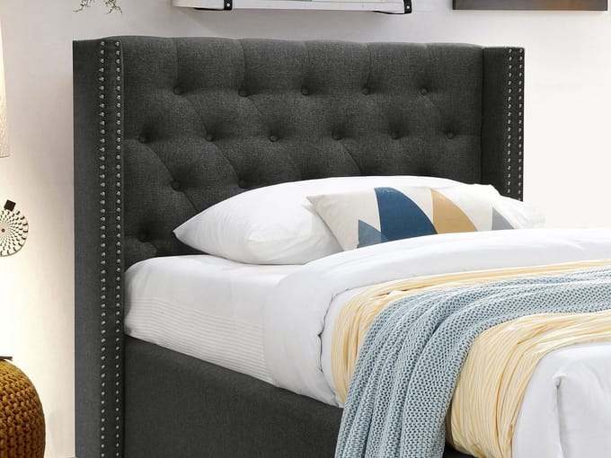 Vente-unique Bedframe stof grijs 90 x 200 cm