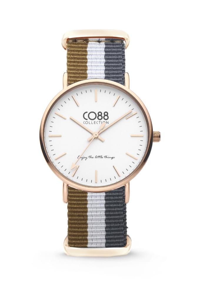 CO88 Collection - 8CW-10032 - Horloge - nato nylon - bruin/wit/grijs - 36 mm