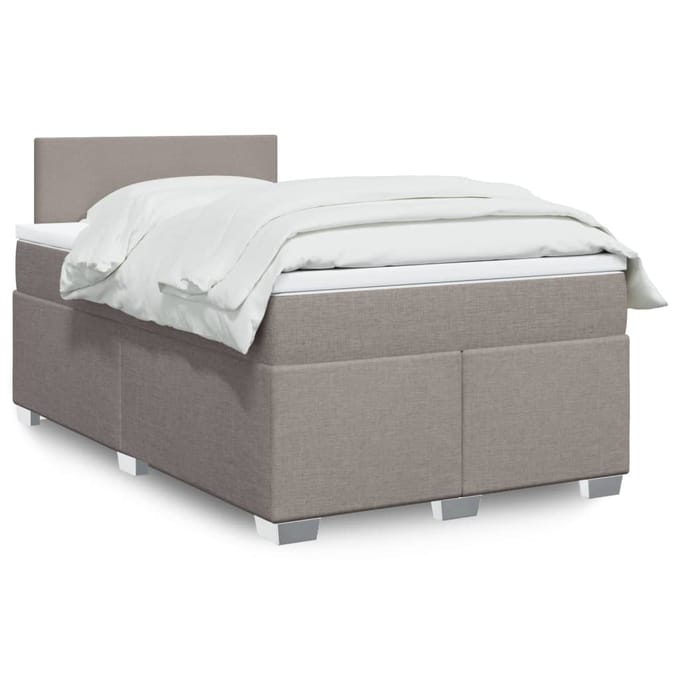 vidaXL - Boxspring - met - matras - stof - taupe - 120x190 - cm