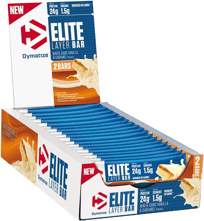 Dymatize Elite Layer Bar (18x60g) White Choc Vanilla & Caramel - Repen - Eiwit Repen