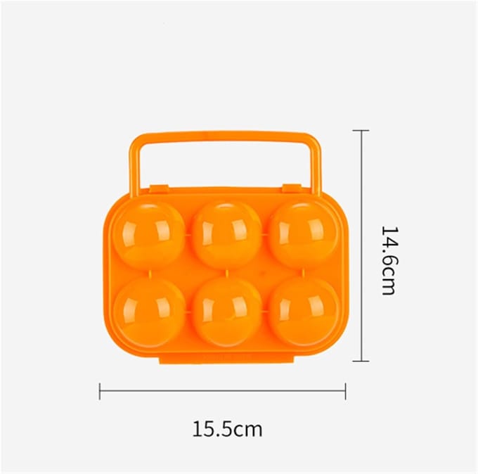 Eierhouder Koelkast - Eiermand Opslag - Picknick Kamperen - Schokbestendig Onbreekbaar - 15.5 x 15 x 7.1 cm - Oranje