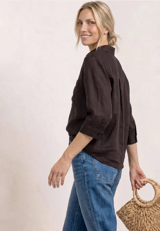 Linnen blouse met 3/4 mouwen