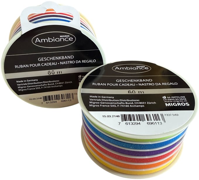 Ambiance Cadeaulint Set – 2 Rollen (6×10 m per rol) – 5 mm Breed – 6 Vrolijke Kleuren