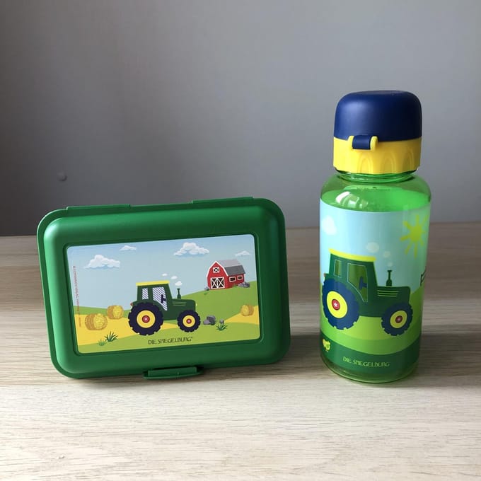 Tractor lunchboxje met drinkfles / drinkbeker - Die spiegelburg serie Later als ik groot ben ...