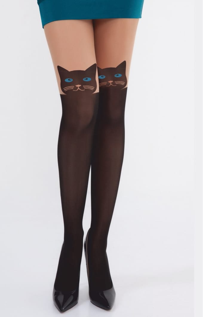 Daymod Dierenprint Cat Tights 60 Denier - NATURAL - Maat M