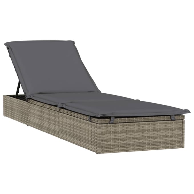 vidaXL - Ligbedden - 2 - st - met - tafel - poly - rattan - grijs