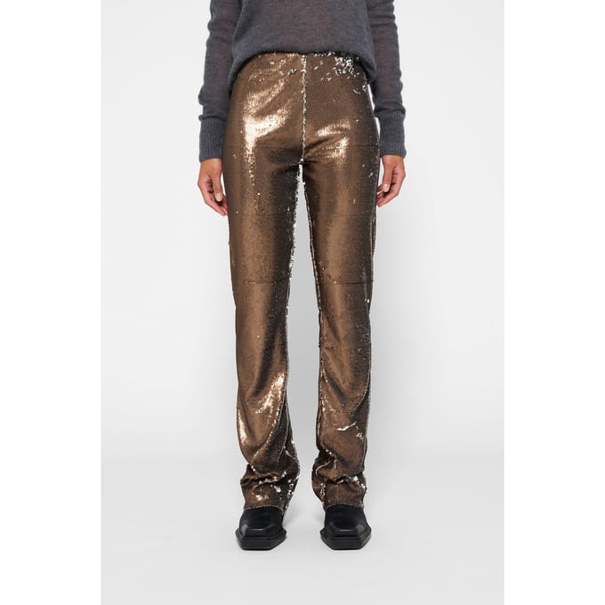 10DAYS Pants Sequins Warm Taupe Größe: M | Straight Jeans Outlet | Damen | Schwarz