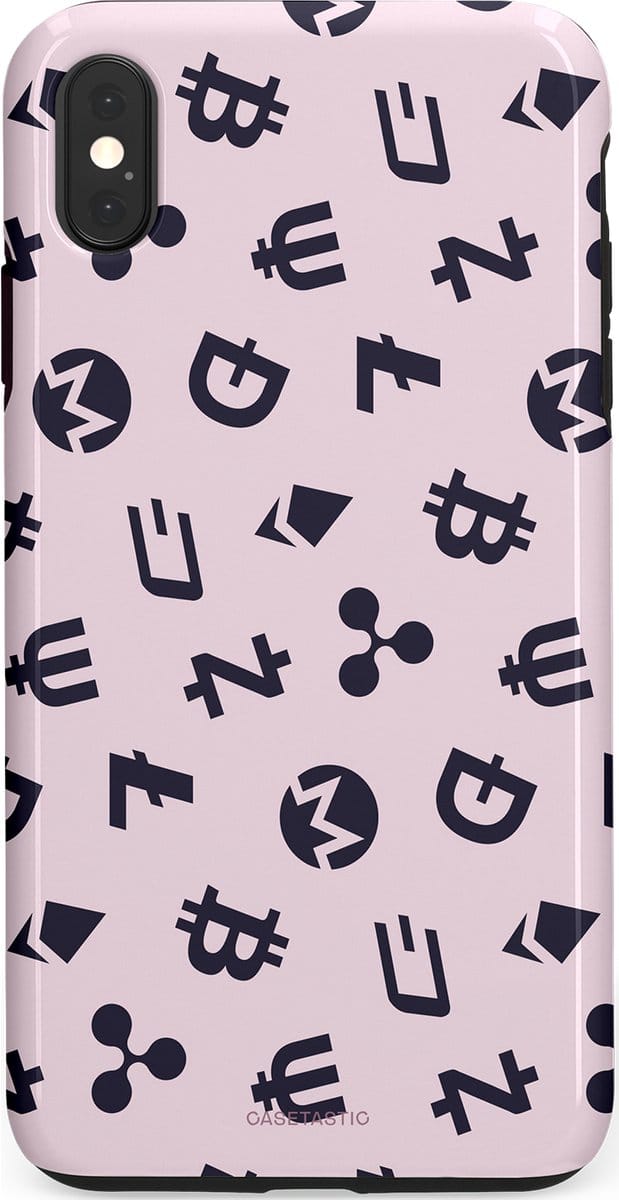 Casetastic hoesje geschikt voor Apple iPhone XS Max - Dubbellaagse bescherming - Crypto flow - Fashion Case - Lichtgrijs Donkergrijs Wit
