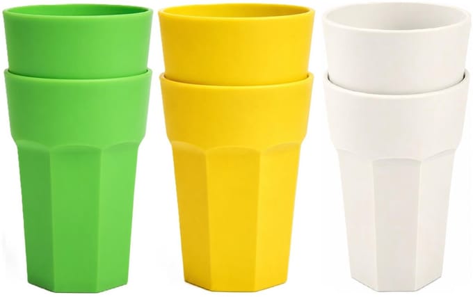 Plasticforte onbreekbare drinkglazen - 6x stuks - kunststof/plastic - mix van 3 kleuren - 520 ml - 13 cm