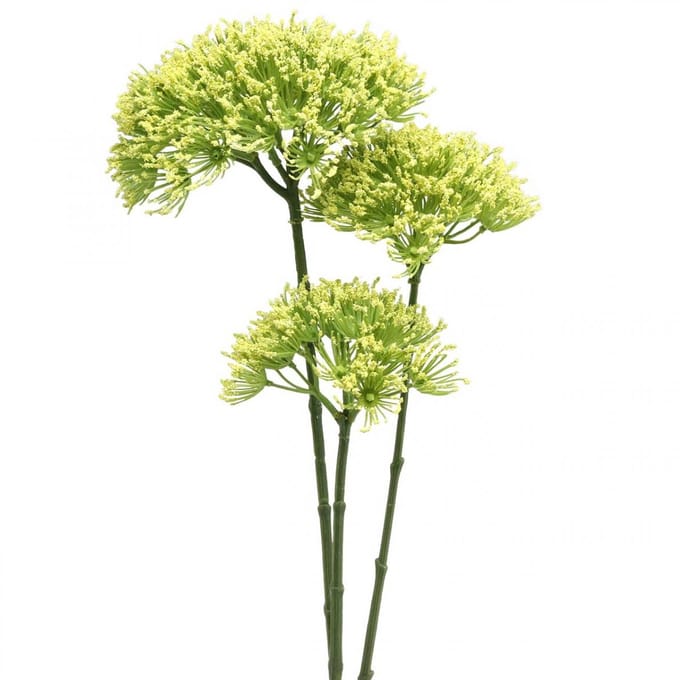 Kunstbloementak Gele venkel kunsttak met 3 bloemen 85cm