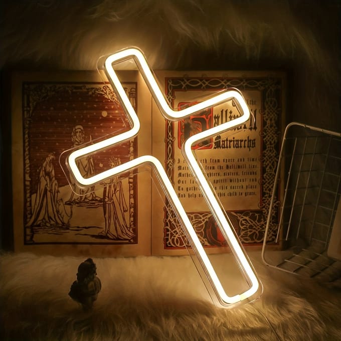 VANDAAG VERZONDEN - Neon licht Kruis - 37cm groot - Kruis - Warm wit - Christelijk - Jezus