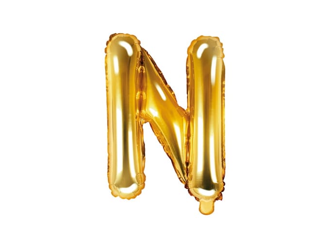 Partydeco - Folieballon Goud Letter N (35 cm)