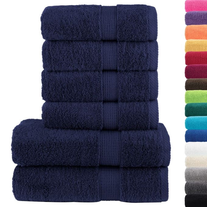 vidaXL - 6-delige - Handdoekenset - SOLUND - 600 - g/m² - marineblauw