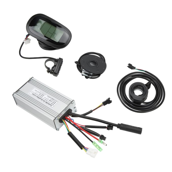 Elektrische Fiets 36V 48V 22A Borstelloze Controller LCD6 Display 130X Duimgas Kit voor 500W Motor gray
