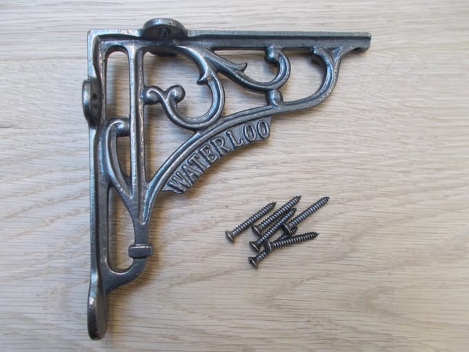 Pair of 8" Waterloo Shelf Brackets Antique Iron Vintage Shelf Support