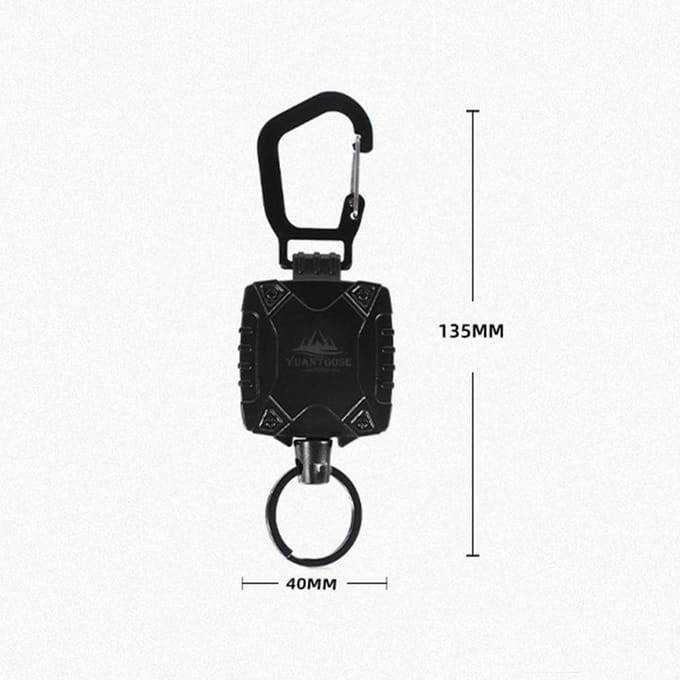 Mousqueton en plastique robuste, porte-clés élastique magnétique rétractable Anti-perte pour l'extérieur noir