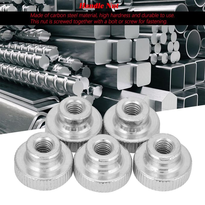 5 Pièces Acier au Carbone Type Haut Moleté Poignée Moletée Écrou GB806 M6 6*20